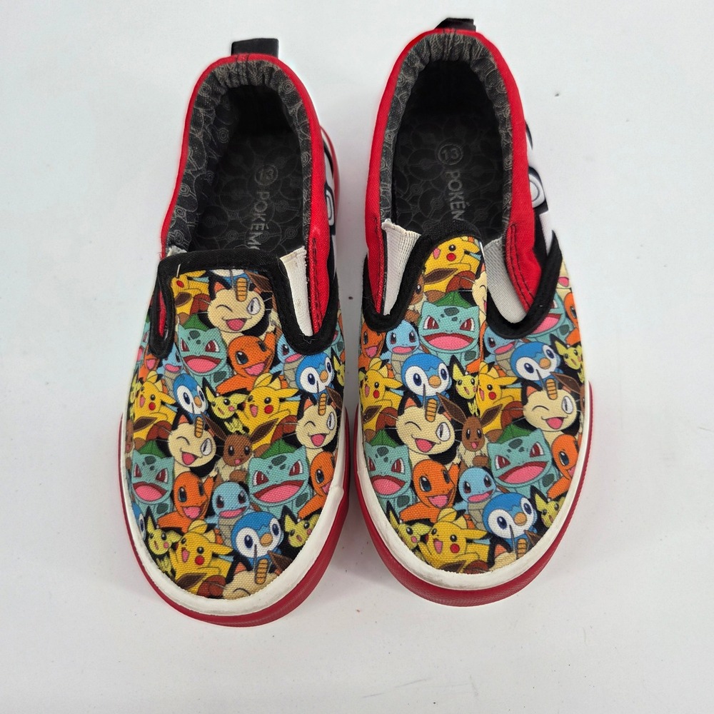 Pokemon Ground Up Kids Slip On Sneakers Pikachu Multicolor Red Size 13 Low Top